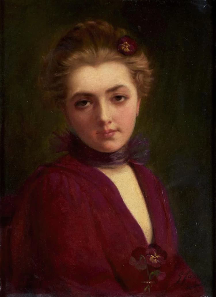 Ritratto di una giovane donna in malva